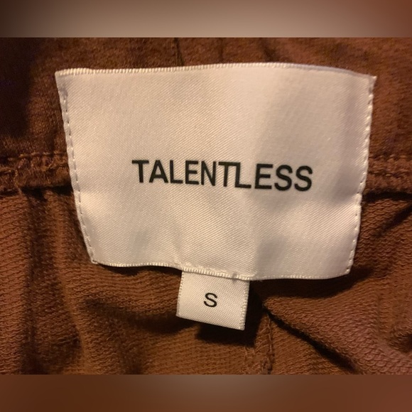 Talentless French Terry Lounge Pants Brown Pull-on Relaxed Wide Flare Boot Leg - Picture 7 of 8